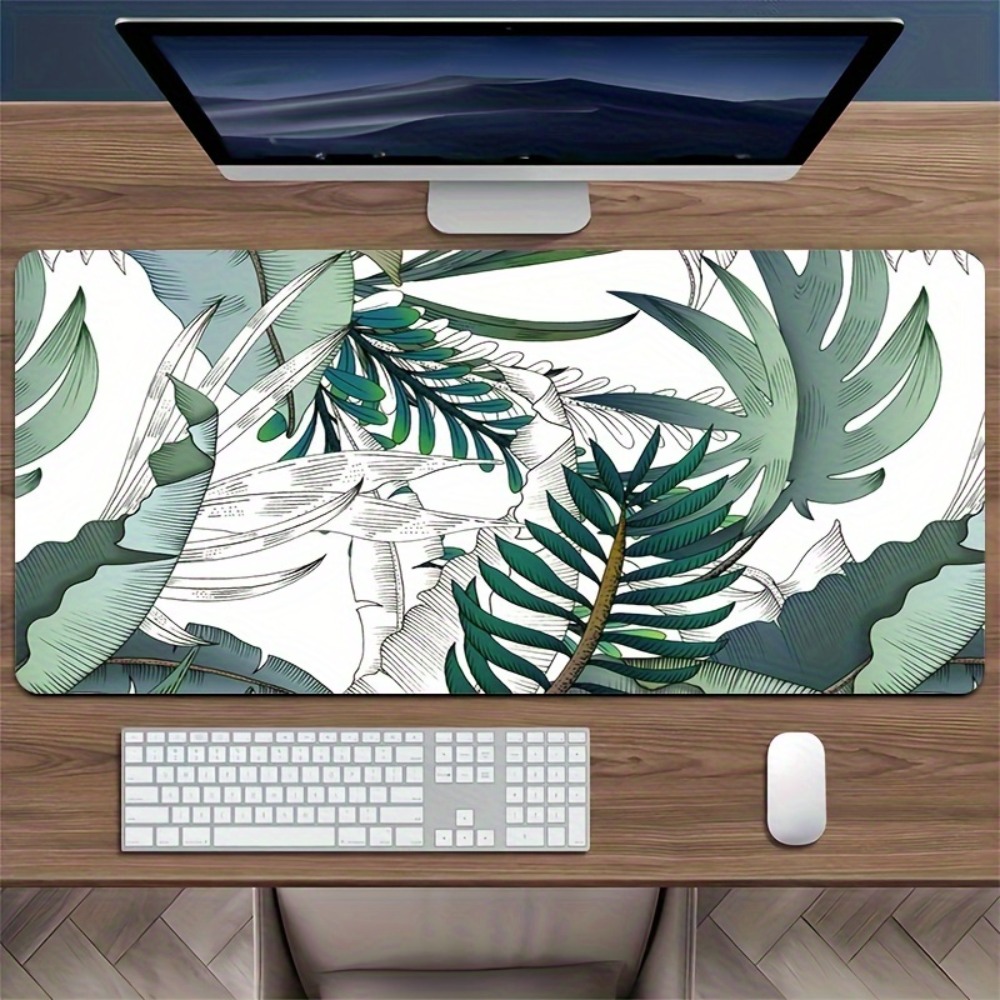 Desk Setup Simple - Pola tanaman tropis, alas anti-selip, alas