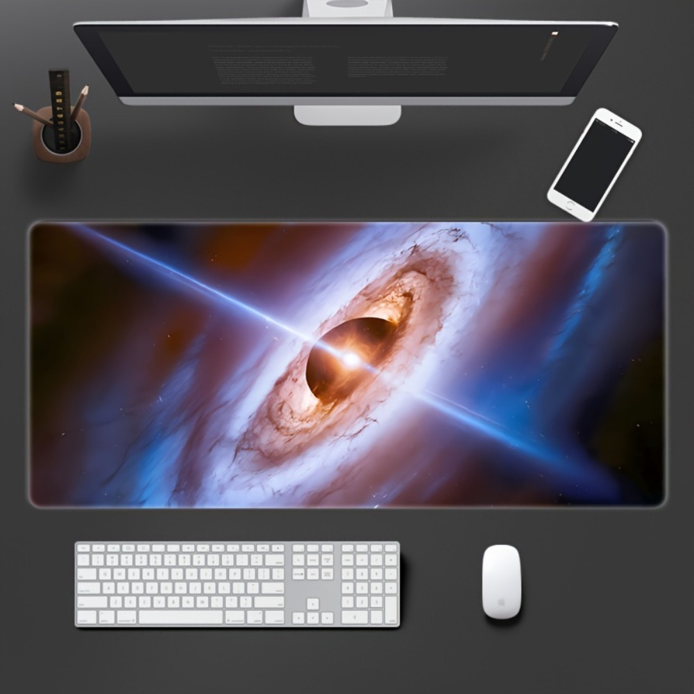 Desk Setup Simple - Desain pola planet, alas karet anti-selip,