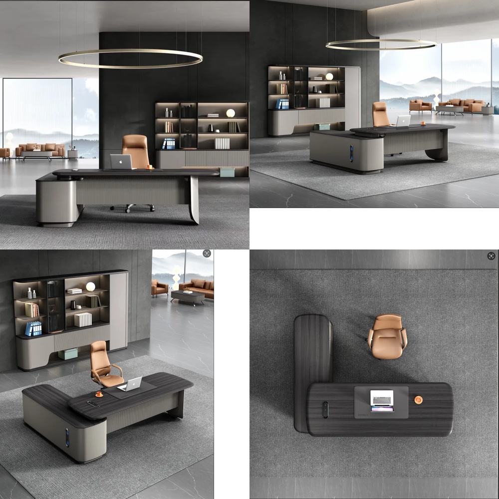 Desk Setup L Shaped - Meja Kerja Eksekutif Modern Mewah Bentuk