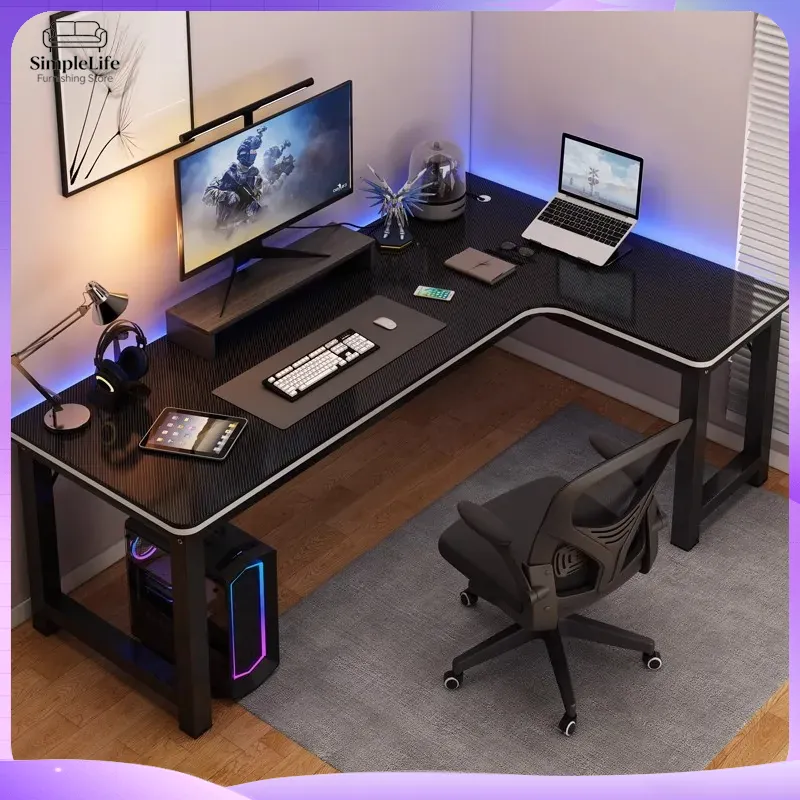 Desk Setup Dual Monitor - Meja Gaming Sudut untuk Komputer PC
