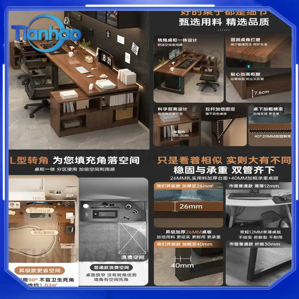 Desk Setup L Shaped - Meja Gaming Bentuk L dengan Rak