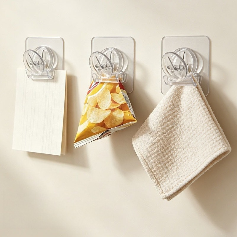 Sticky Memo Holder - Klip Dinding Transparan Perekat Sendiri Serbaguna