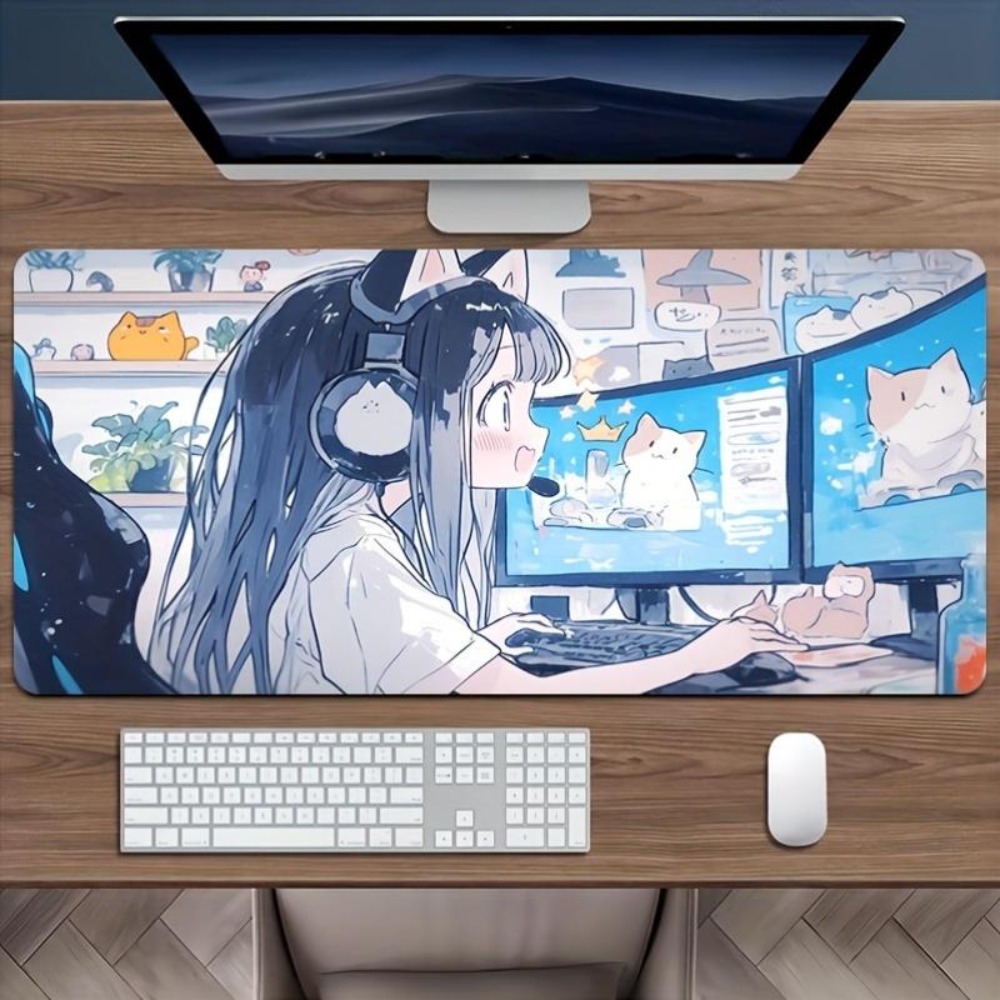 Desk Setup Simple - Alas Mouse Game Kartun Esports Girl