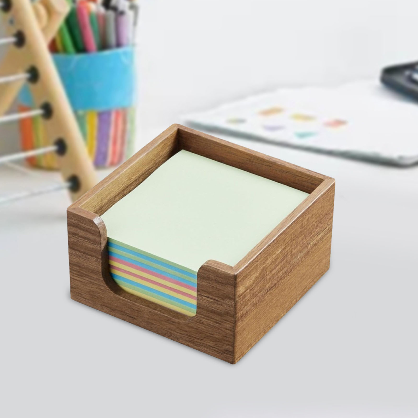 Sticky Memo Holder - Tempat Catatan Tempel Kayu Akasia, Tempat