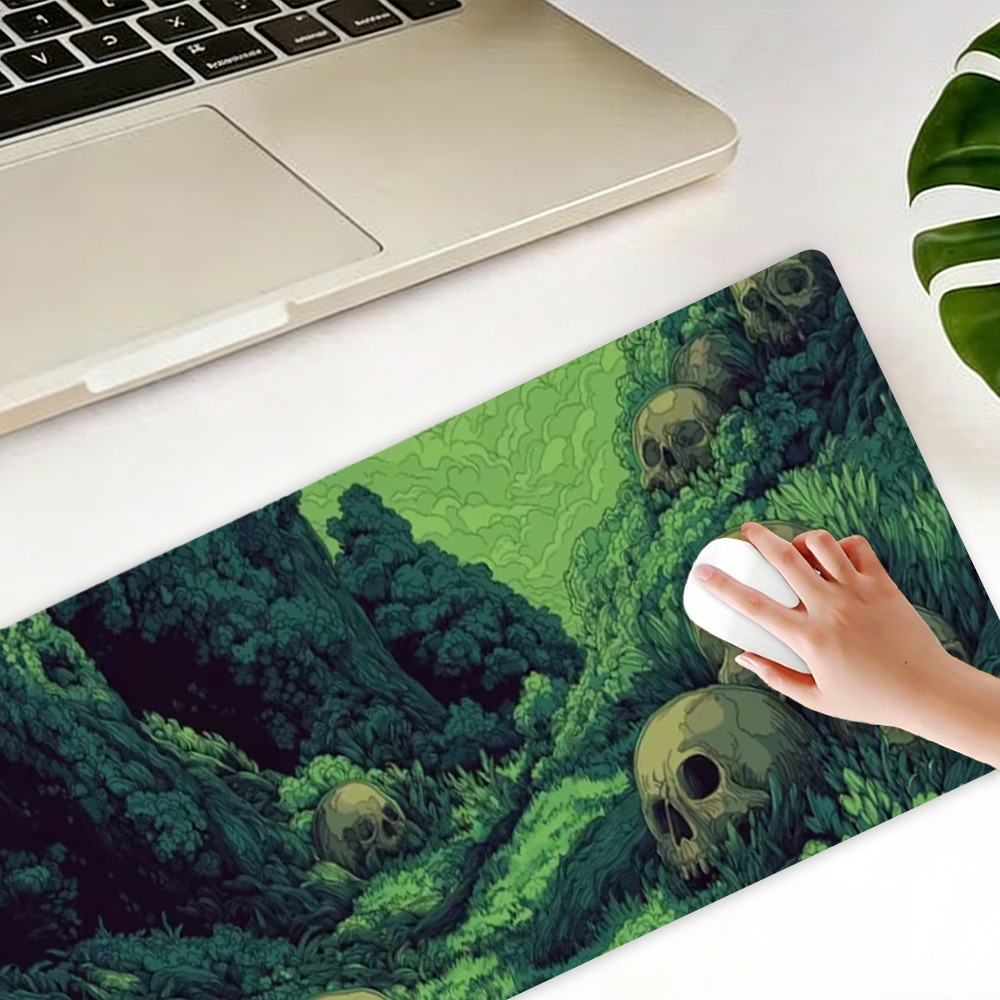 Desk Setup Simple - Dengan pemandangan hutan yang misterius dan