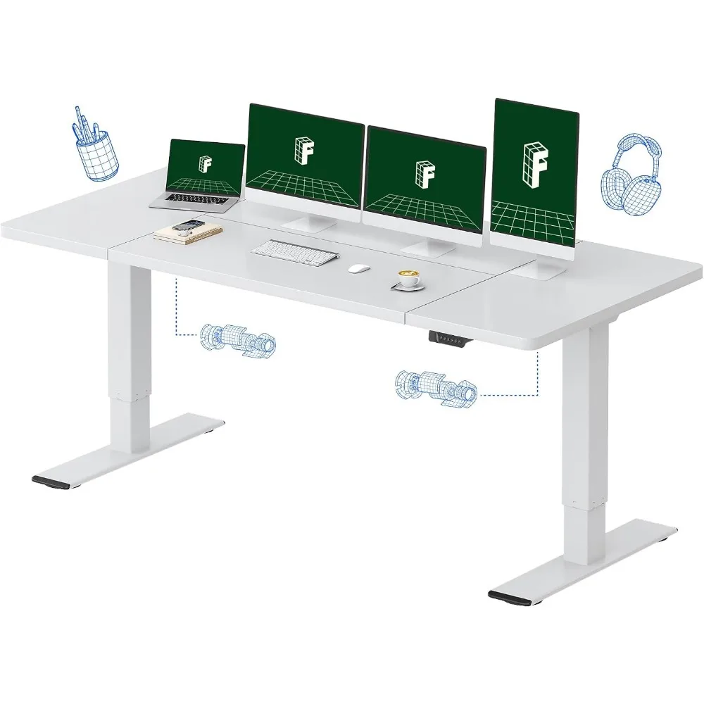 Desk Setup Dual Monitor - FLEXISPOT Meja Berdiri Elektrik Bermotor Ganda