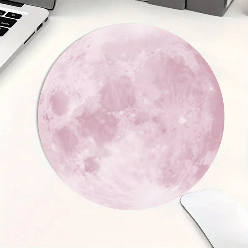 Desk Setup Simple - Alas Mouse Bulat Pola Bulan Aksesori