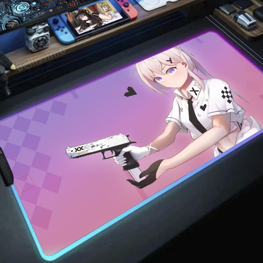 Desk Setup Rgb - Gadis dengan pistol Anime DIY game