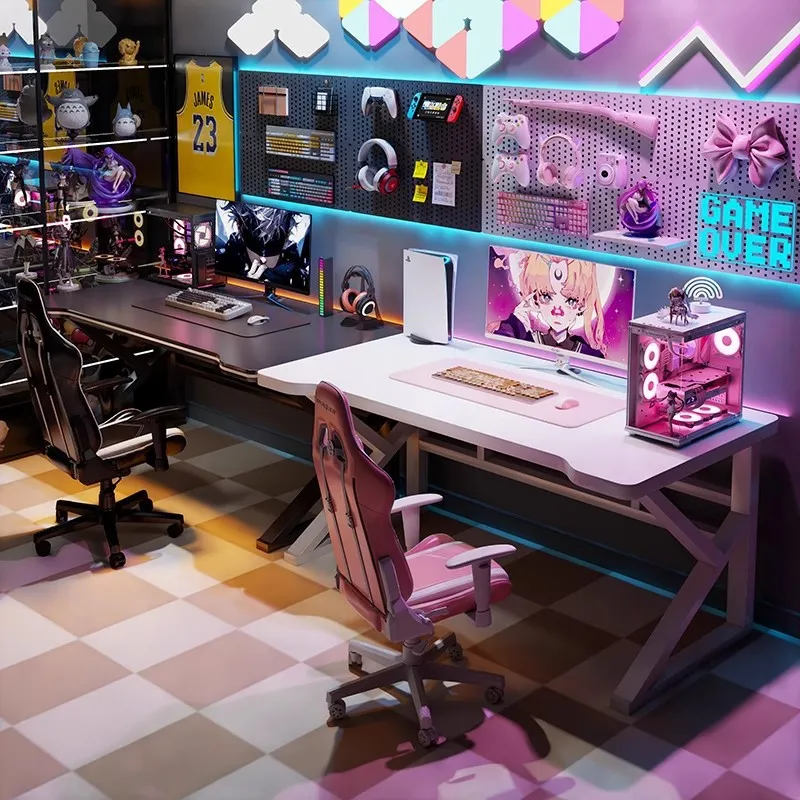 Desk Setup Bedroom - Meja Gaming E-sports Double untuk Komputer,