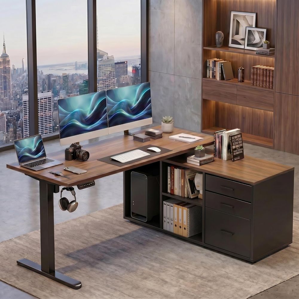 Desk Setup L Shaped - Meja Berdiri Bentuk L 55 Inci