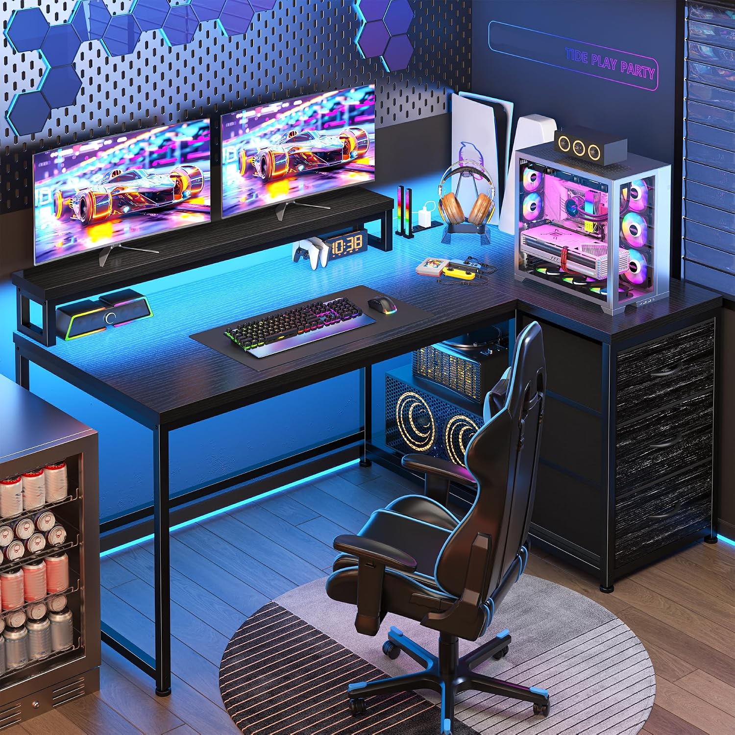 Desk Setup Rgb - Meja Gaming dengan 3 Laci &