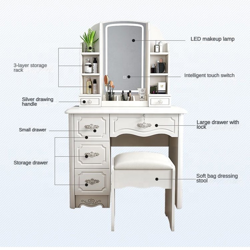 Meja Rias Kayu Modern Putih da - Desk Setup Simple ulasan dan harga