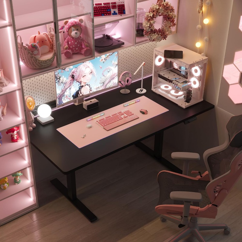 Meja Kerja Elektrik FLEXISPOT, - Desk Setup Dual Monitor ulasan dan harga