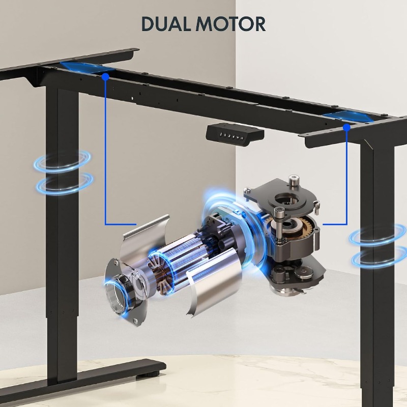 Meja Kerja Elektrik FLEXISPOT, - Desk Setup Dual Monitor ulasan dan harga