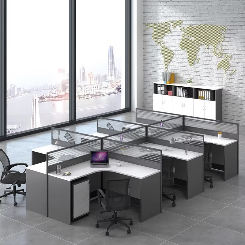Meja Kantor Putih untuk 2, 4,  - Desk Setup L Shaped ulasan dan harga