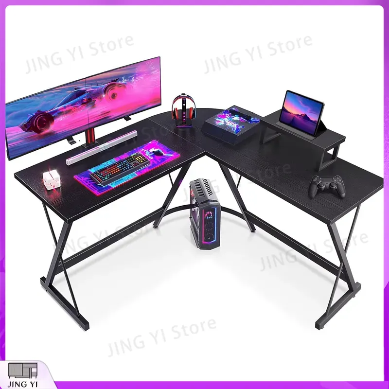 Meja Gaming Bentuk L dengan Du - Desk Setup L Shaped ulasan dan harga