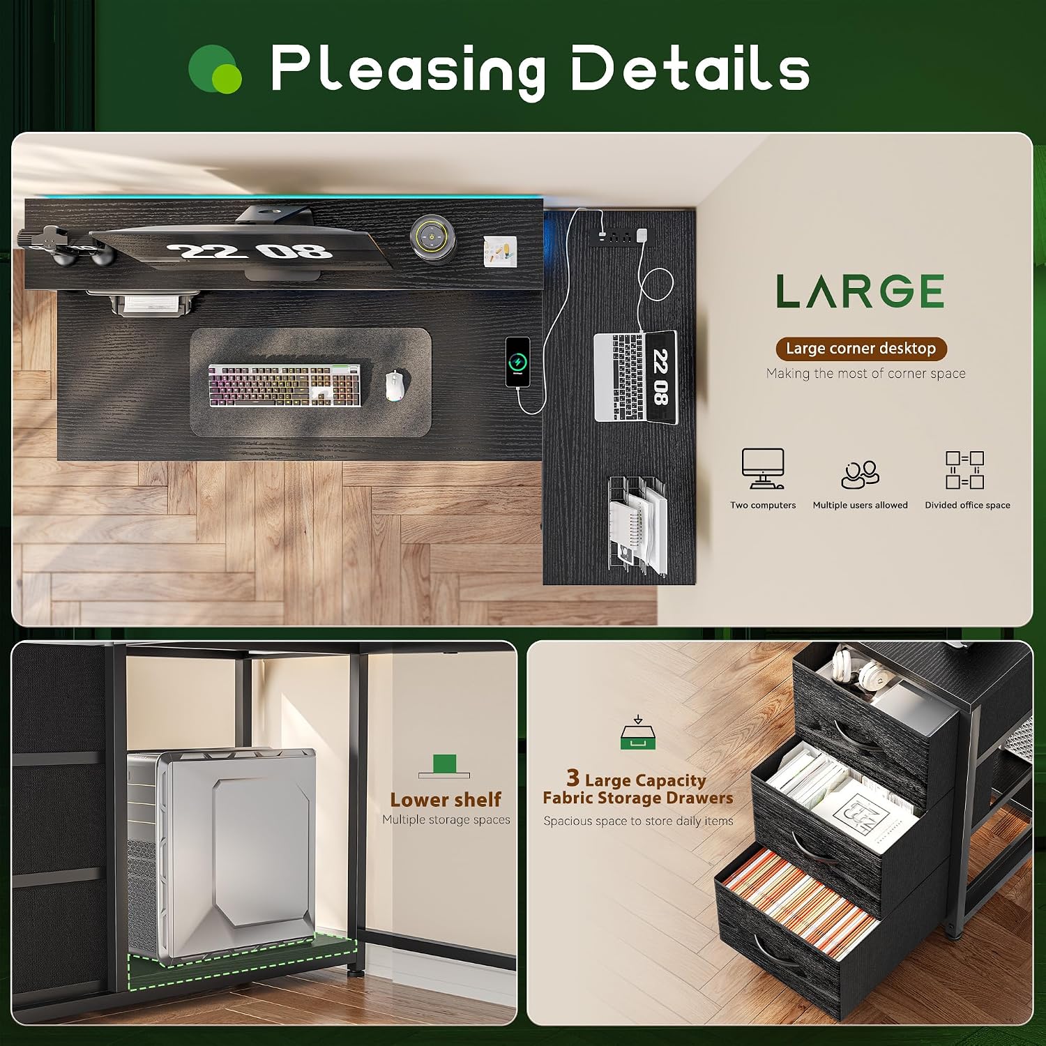 Meja Gaming dengan 3 Laci & La - Desk Setup Rgb ulasan dan harga